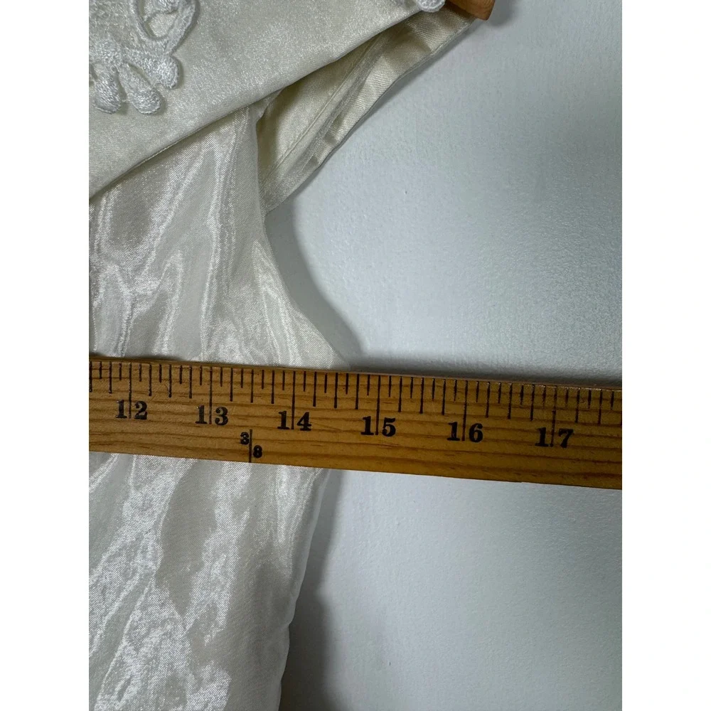 Vintage Jessica McClintock Girl 12 Dress Ivory Organza Embroidered Portrait Sash